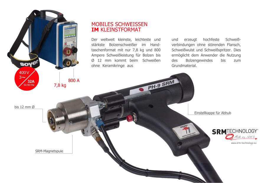 COMPART Z.Dziembowski SRM Muttern- und Bolzenschweitechnik (Heinz Soyer PL) - www.srm-technology.eu - Der weltweit kleinste, leichteste und strkste Bolzenschweier BMK-12i